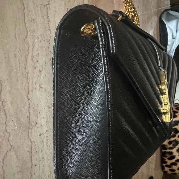 New GENUINE YSL Medium Grain De Poudre Matelasse Chevron Monogram Satchel Bag - Picture 6 of 16